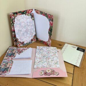Floral Rose Stationary Paper 3 Package Sets Vintage 1990s American Greetings